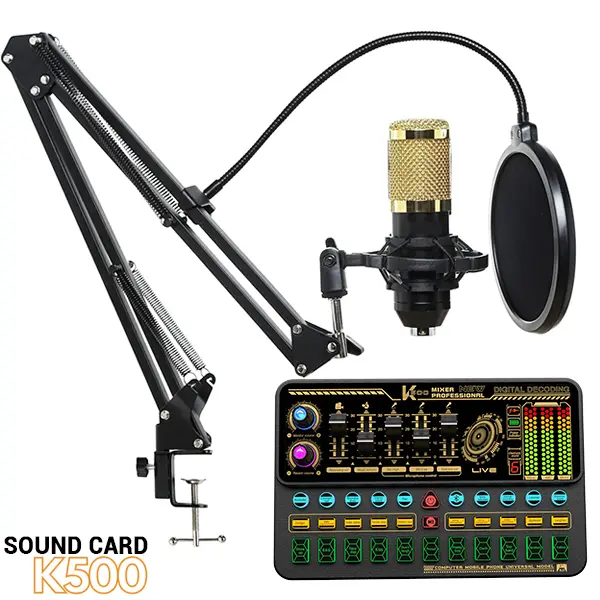 K500 Sound Card With Condenser Mic@ido.lk