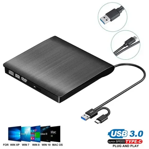 USB 3.0 External DVD Drive USB & Type C