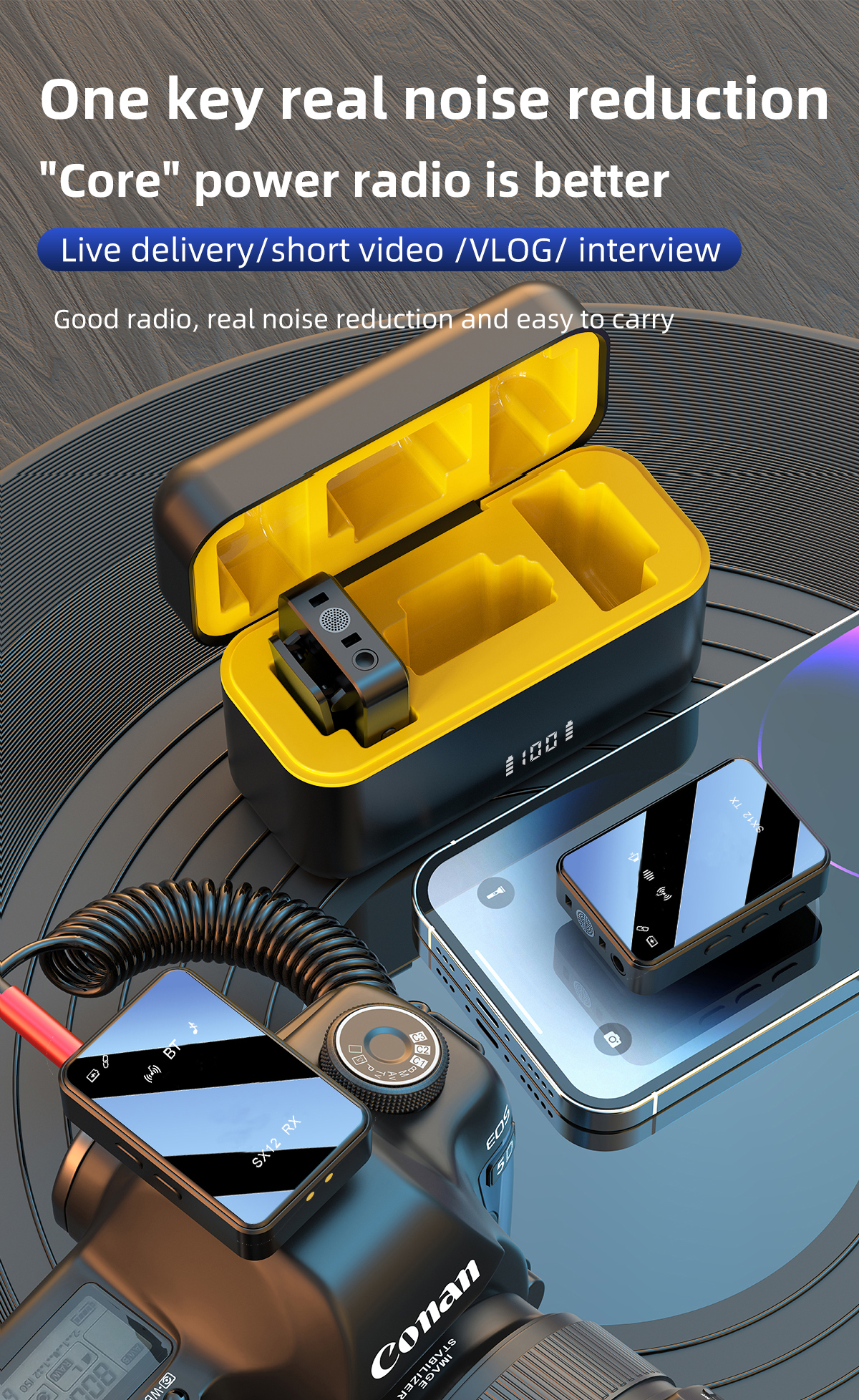 SX12 Wireless Microphones for Android - 2 Portable Lavalier Microphone with Noise Reduction | Lapel Microphone Wireless
