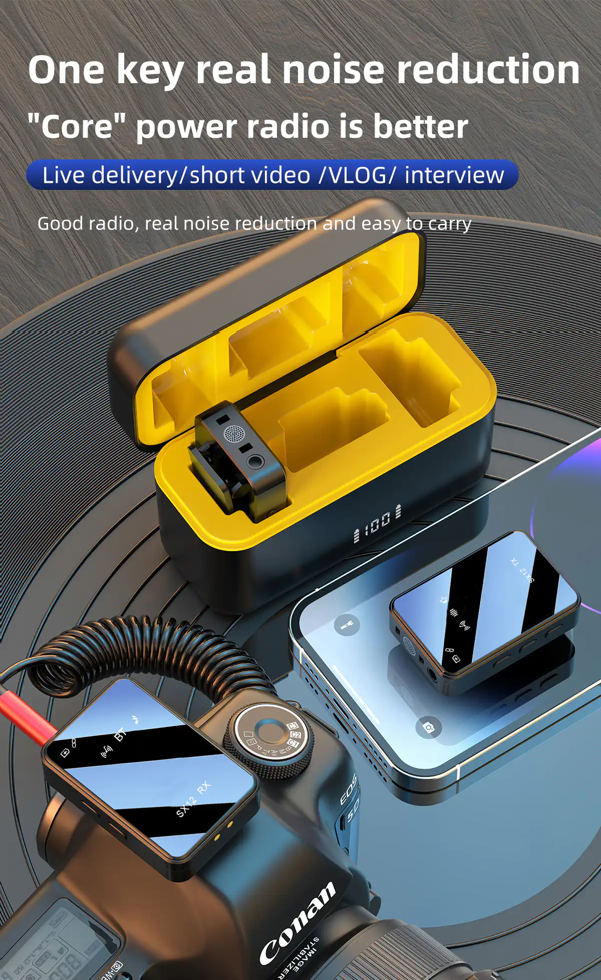 SX12 Wireless Microphones for Android - 2 Portable Lavalier Microphone with Noise Reduction | Lapel Microphone Wireless