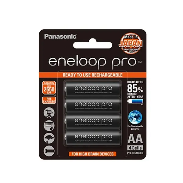 Panasonic Eneloop Pro AA Rechargeable Battery Pack 4Pcs 2550mAh@ ido.lk