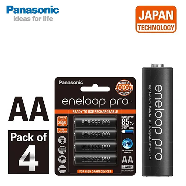 Panasonic Eneloop Pro AA Rechargeable Battery Pack 4Pcs 2550mAh@ido.lk