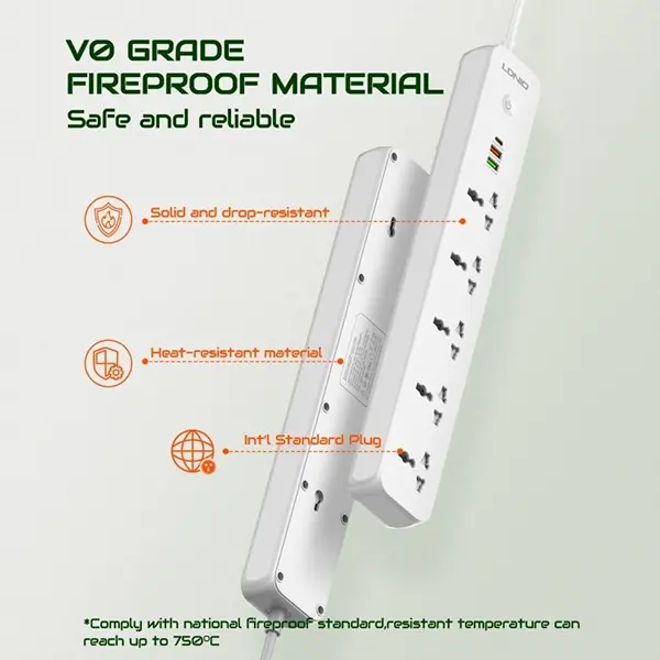 LDNIO SC5319 5 Way Power Extension Cord with 2 USB + 20W Type C @ ido.lk