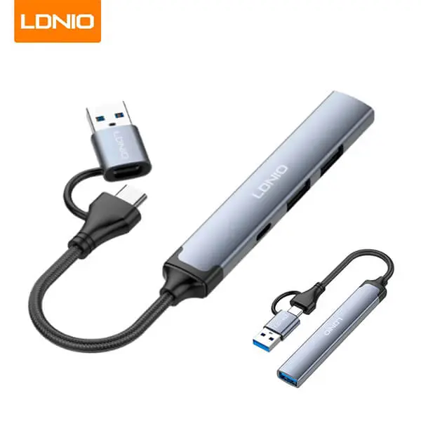 LDNIO USB + Type C to USB 3 Port Hub and 1 Type C DS-64C Sri lanka @ ido.lk