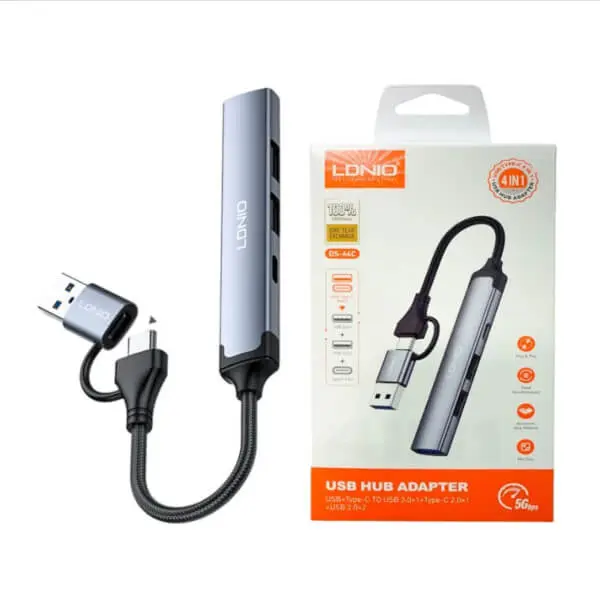 LDNIO USB + Type C to USB 3 Port Hub and 1 Type C DS-64C@ido.lk