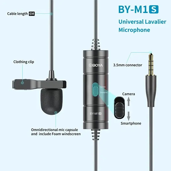BOYA BY-M1S Universal Lavalier Microphone @ido.lk