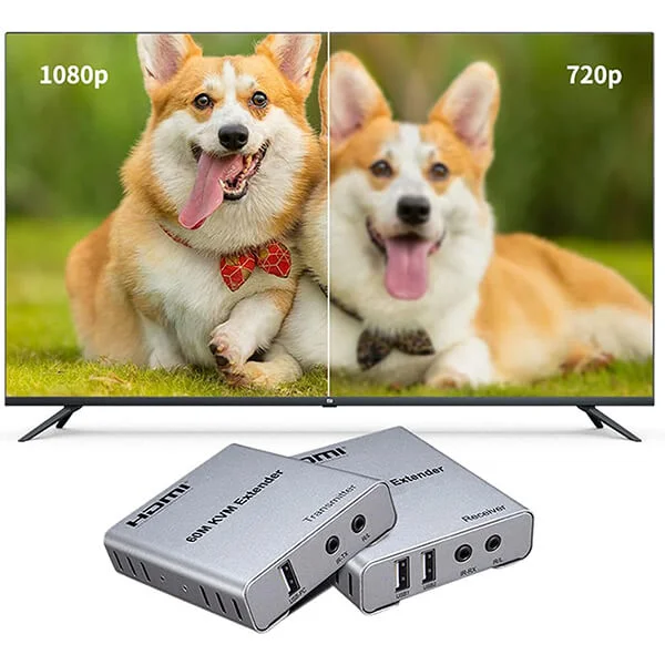 60M HDMI KVM Extender with USB Control & Audio over Ethernet (1080P) @ ido.lk