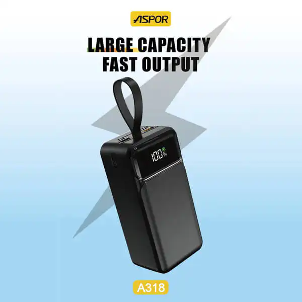 Aspor A318 40000mAh Power Bank 22.5W Fast Charging @ ido.lk