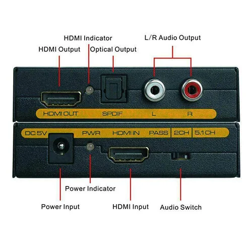 HDMI Audio Extractor Converter Splitter HDMI to HDMI + SPDIF RCA Stereo @ido.lk