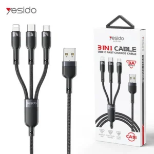 Yesido 3A 3 in 1 Cable USB to C, Lighting, and Micro CA91@ ido.lk