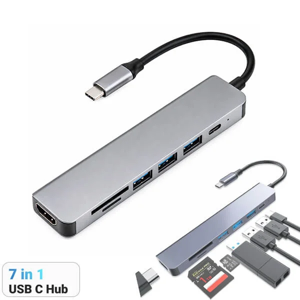 USB C to 7 in 1 Multifunction Hub with HDMI Sri Lanka @ido.lk