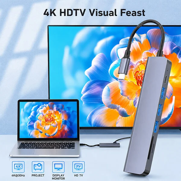 USB C to 7 in 1 Multifunction Hub with HDMI Sri Lanka@ido.lk