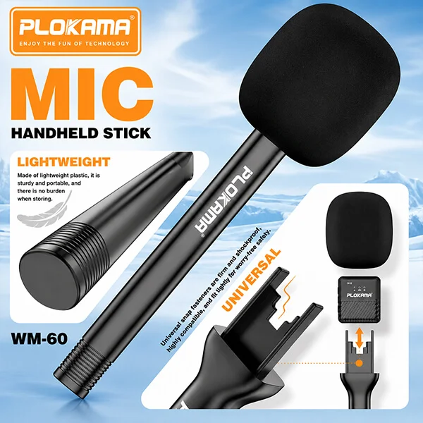 Plokama WM 60 Dual Wireless Microphone with Handheld Stick @ ido.lk