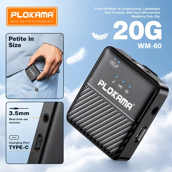 Plokama WM 60 Dual Wireless Microphone with Handheld Stick @ido.lk