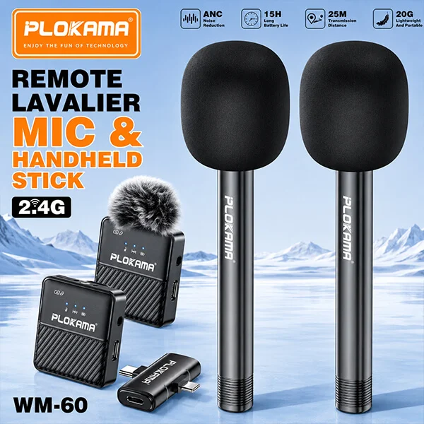 Plokama WM 60 Dual Wireless Microphone with Handheld Stick@ ido.lk