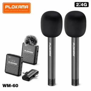 Plokama WM 60 Dual Wireless Microphone with Handheld Stick@ido.lk