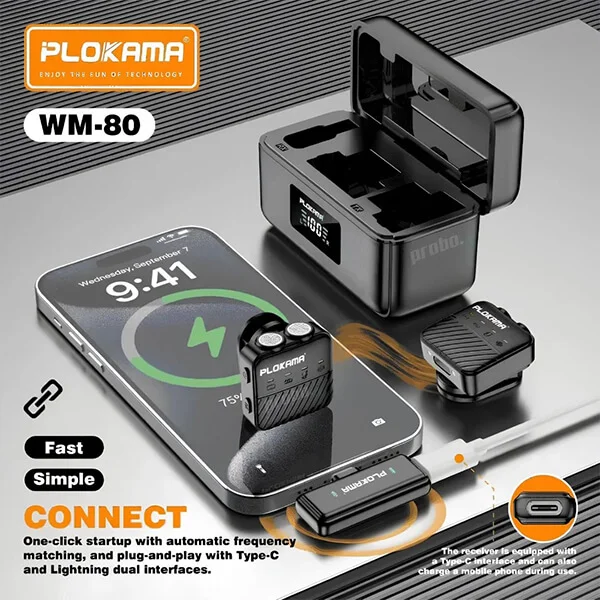 Plokama WM 80 Dual Wireless Microphone with Handheld Stick@ ido.lk