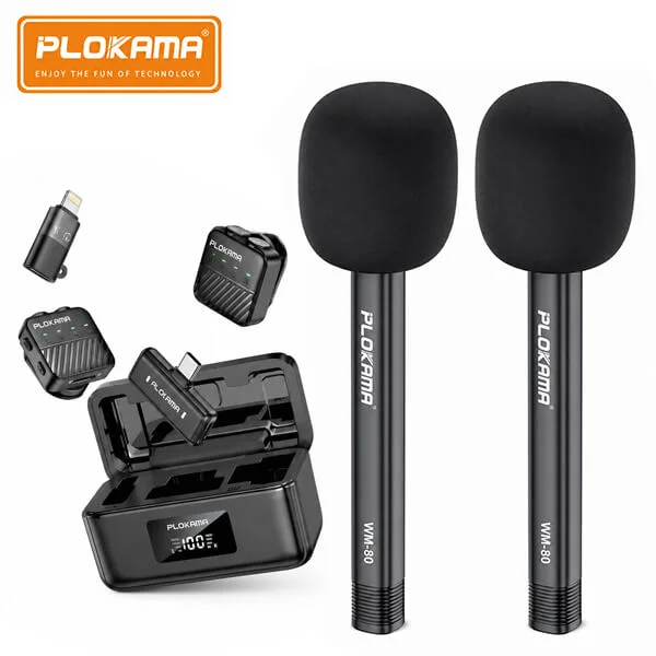 Plokama WM 80 Dual Wireless Microphone with Handheld Stick@ido.lk